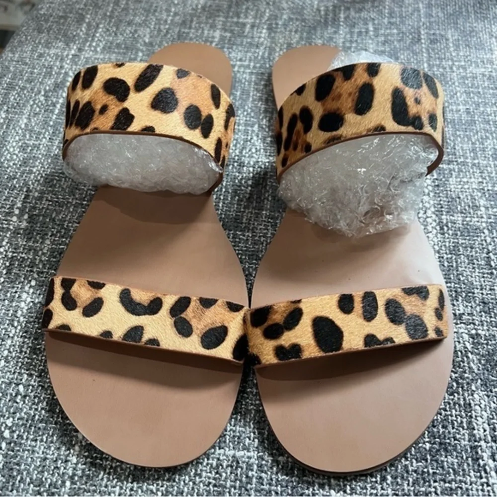 J Crew Calf Hair Animal Print, Strap Sandals NWOB Sz 10